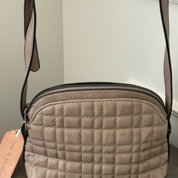 Sam & Hadley Quilted Crossbody Handbag - Cream 9" x 3" - Picture 2 of 16